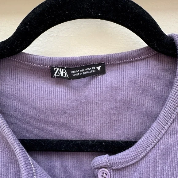 Zara Purple Button Down Crop Top - Picture 2 of 4